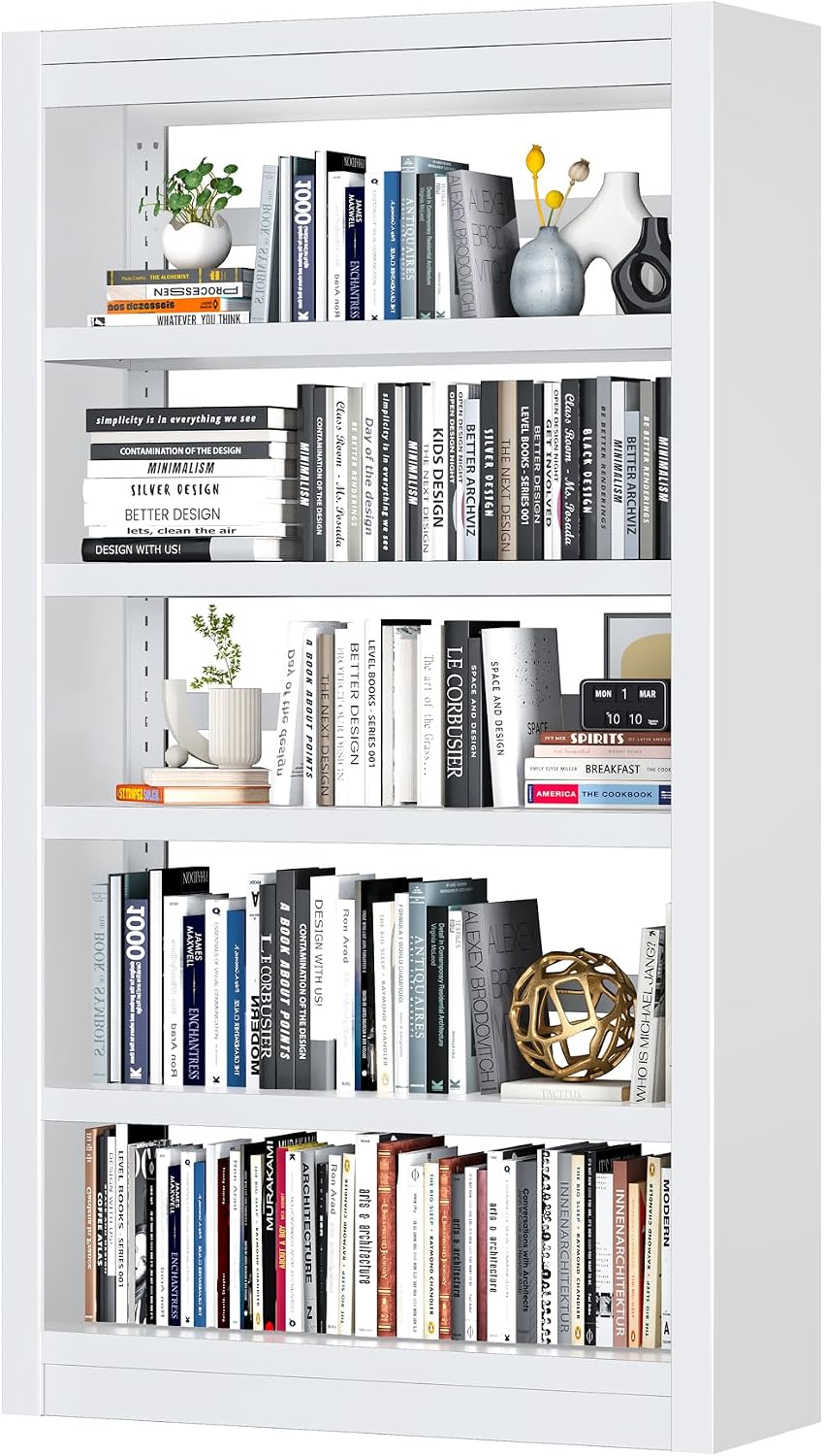 Bookshelf,6-Tier Adjustable Steel Book Shelf,61" H Heavy Duty Metal Book...