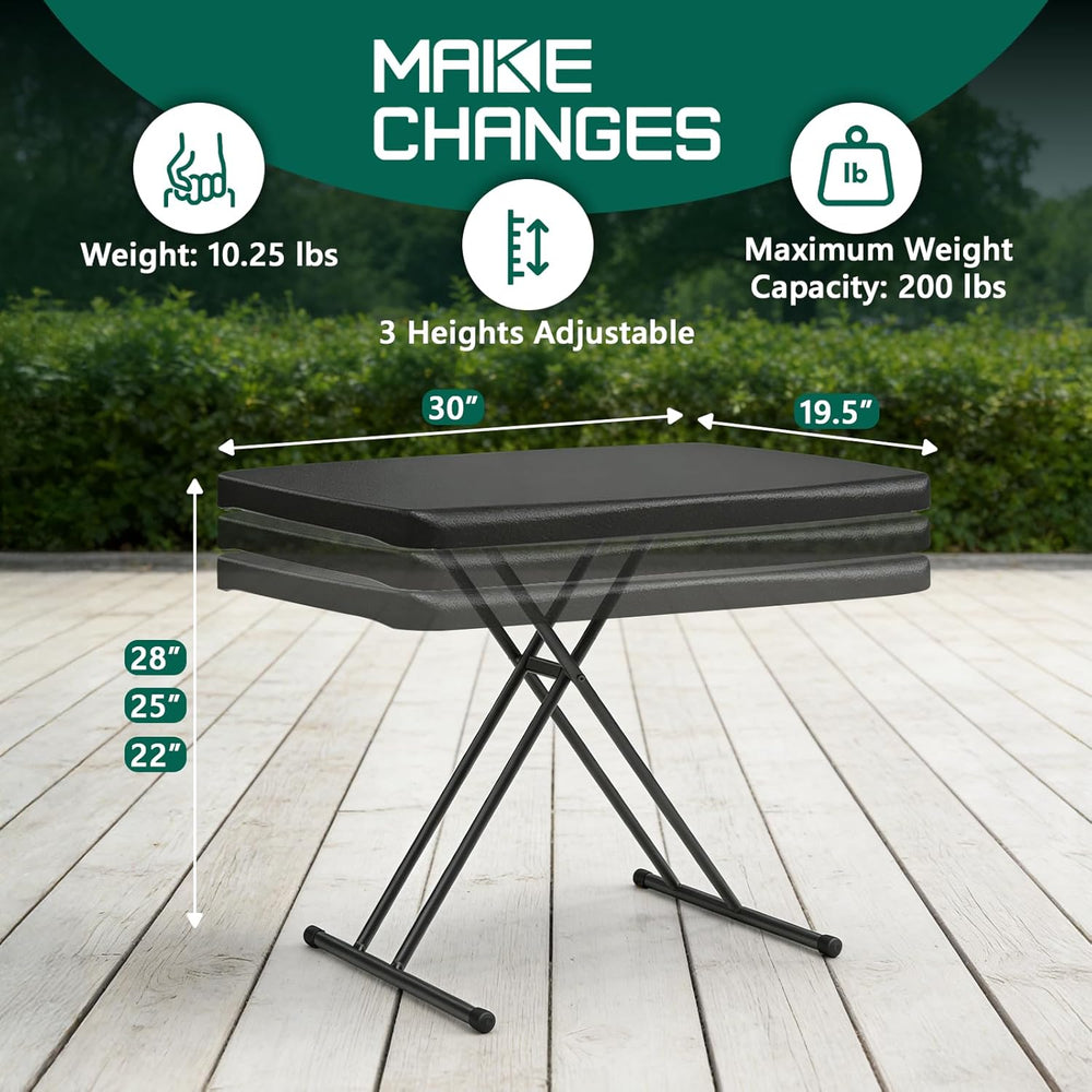 Folding Table 30 Inch - Small Desk Adjustable Height TV Tray for Laptop, Couc...