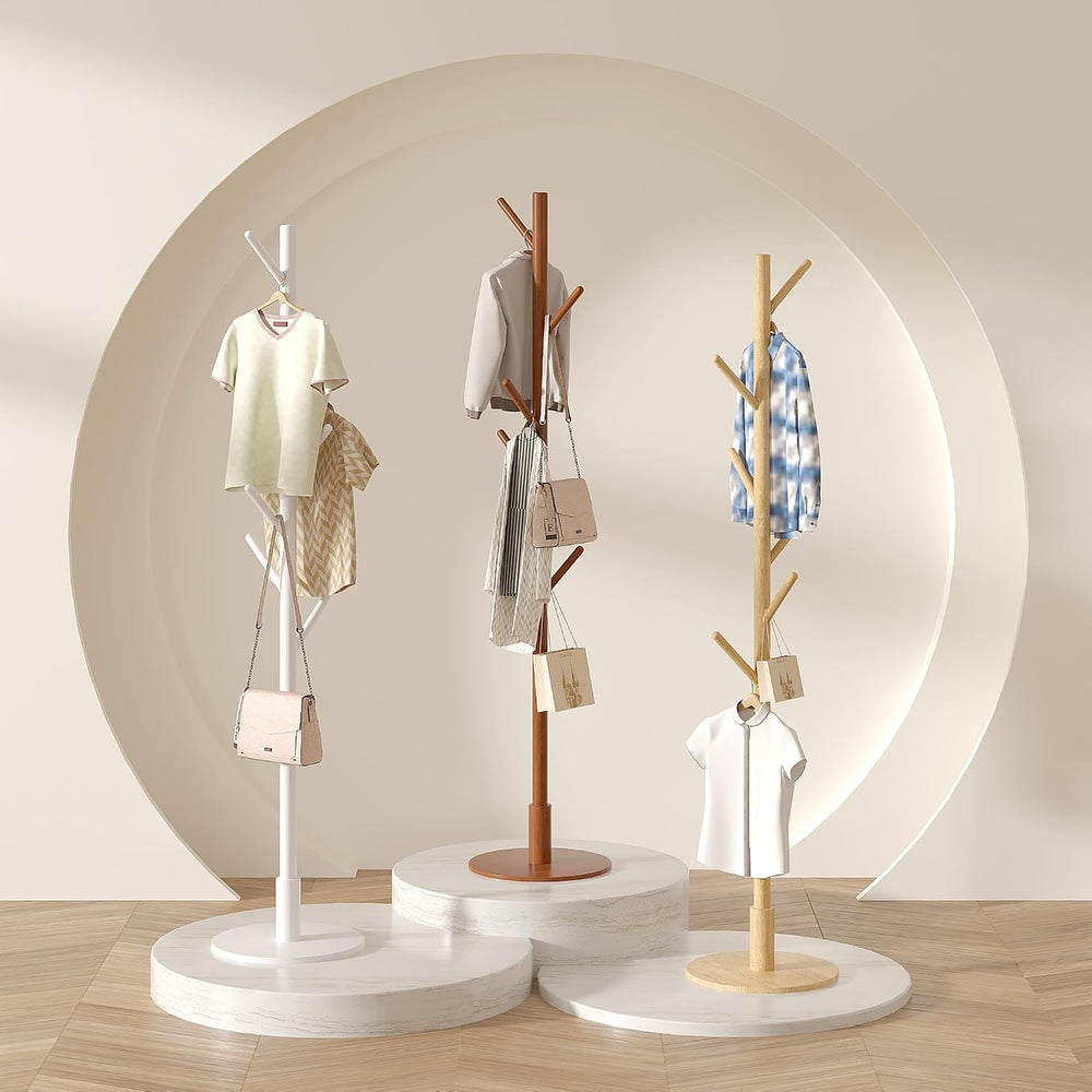 VECELO Coat Rack Freestanding, Entryway Hanger Stand, Umbrella Holder, Hall T...