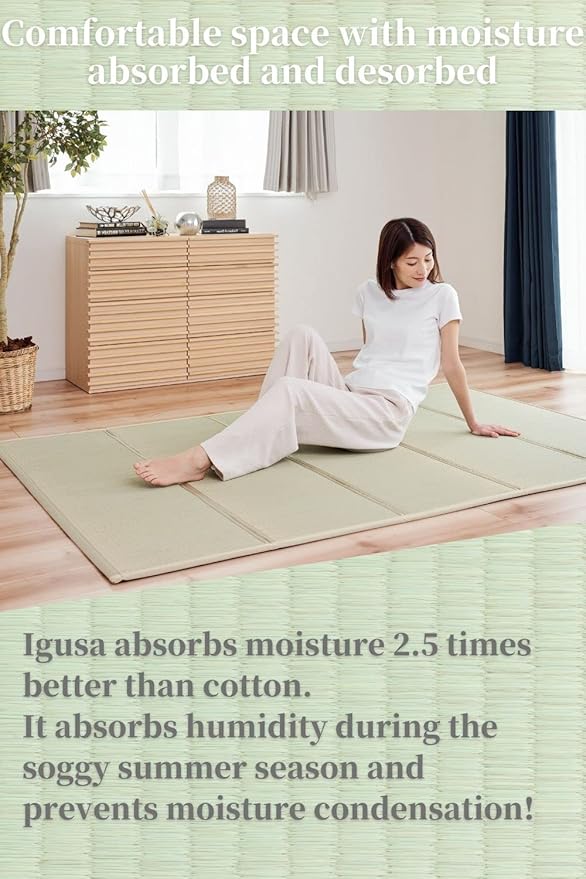 BJDesign Japanese Tatami Mat (Igusa Mattress), Foldable, Rush Grass, Floor Sleeping Japanese Futon Mattress Meditation Yoga Zen (Twin XL)