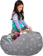 Posh Creations Kids Stuffed Animal Storage Bean Bag Chair Cover - Childrens Toy Organizer, Large-38in, Canvas White Dandelions on Gray