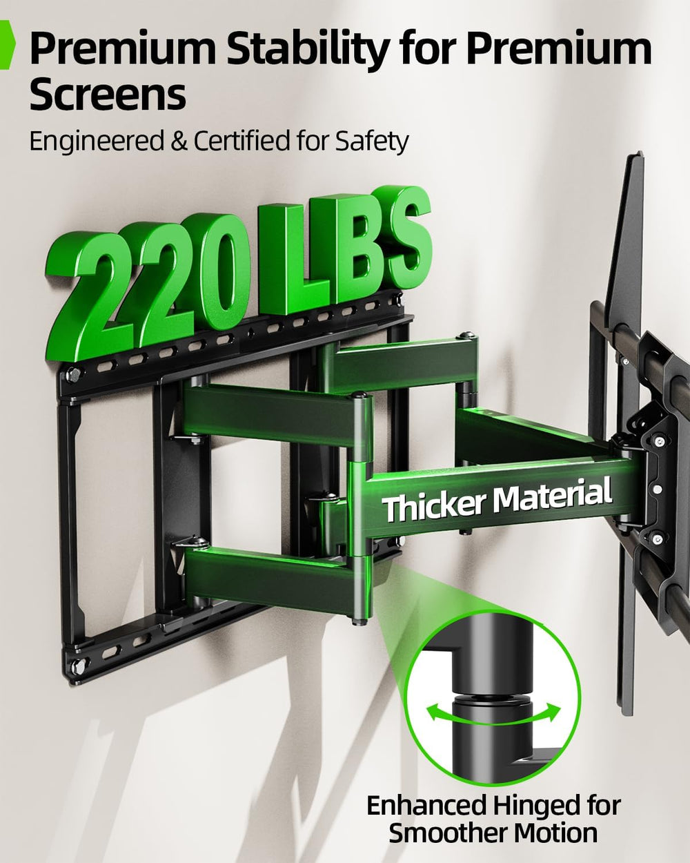USX MOUNT Heavy Duty Full Motion TV Wall Mount for 60-120 Inch TVs, Holds 220...