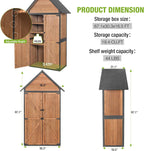 GUTINNEEN Shed Outdoor Storage Upgraded with Durable Metal Frame Garden Shed Tool Storage Cabinet with Wooden Floor Adjustable Shelfs 2.5 x 1.4FT （Brown）