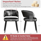 Modern Dining Chairs Set of 6, Upholstered Faux Leather Kitchen Side Chairs with Curved Open Back, Elegant Decorative Stitching, Easy Assembly for Dining Room, Restaurant, Cafe, Vintage Black