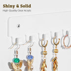 Acrylic Necklace Holder 2 Pack Wall Mounted Necklace Organizer Hanging Jewelry Organizer with 12 Hooks for Necklaces, Bracelets, Rings and Bangles Display（White）
