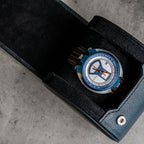 DailyWatch | Personalized Watch Roll Travel Case For 1 Watches - Handmade Genuine Leather Travel Case With Custom Engraving of Name or Initials - All Black
