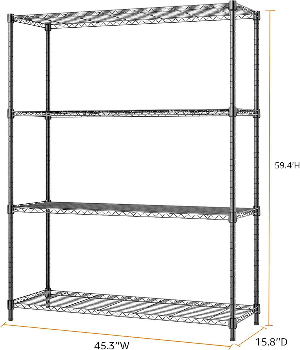 5-Shelf Storage Shelves,Wire Shelving Heavy Duty Metal Storage Shelving Unit Adjustable Garage Shelving Rack Pantry Kitchen (Chrome, 4 Tier,15.8" D x 45.3" W x 59.4" H)