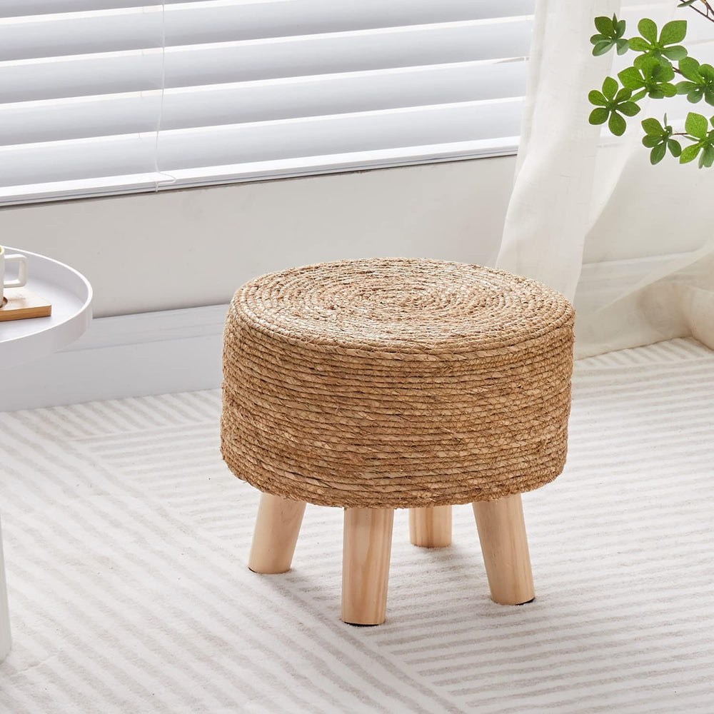 Cpintltr Foot Stool Natural Seagrass Hand Weave Poufs Round Ottoman for Couch...