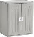 Amopatio Outdoor Storage Cabinet Waterproof with 1 Shelf, Patio Storage Shed All Weather Use for Lawn Care Accessories, 19.7" D x 29.5" W x35.4 H, Gray