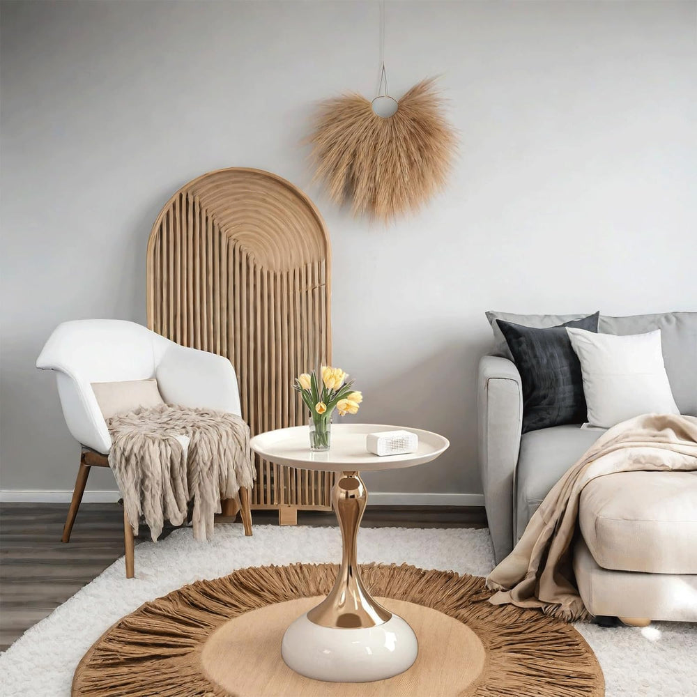 Elegant Modern Side Table - Featuring a Unique Hourglass Design, Ideal for us...
