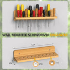 Wall Mounted Screwdriver Organizer, Hammer Rack and Pliers Holder, Set of 3 Wall Hanging Tools Storage Shelf for Workshop Garage