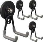 ULIBERMAGNET Heavy Duty Magnetic Hooks,Strong Large Magnet Hooks for Power Drill,Garden Tools, Hose,Pegboard,Garage,Workshop,4 Pack Magnetic Storage Hooks for Indoor Outdoor Hanging(Gray)