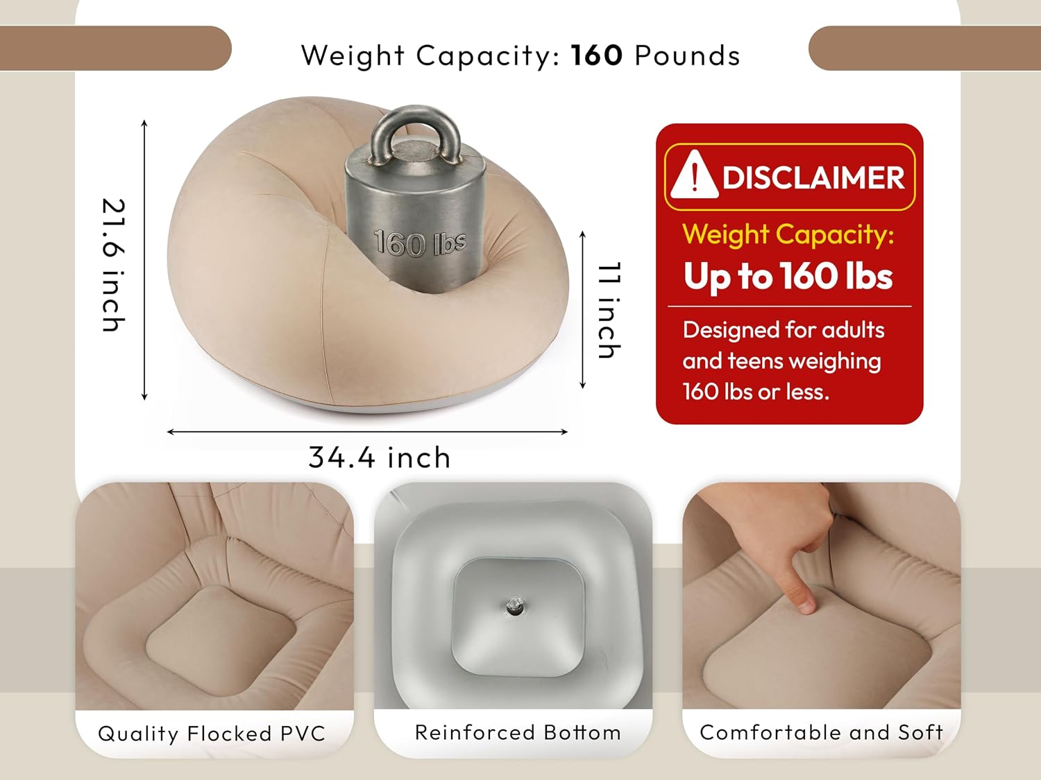 OLEEK Inflatable Bean Bag Chair with Electric air Pump 6PCS - Inflatable Chairs for Adults - Folding Outdoor Bean Bag Chair - Inflatable Chair for Kids - Blow up Chair - Classroom Bean Bags