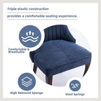 Dining Chairs Set of 6，Linen Channel Tufted Kitchen Dining Room Chair with Curved Solid Wood Legs, Comfortable Fabric Upholstered Dining Chair for Dining Room, (Blue, 6pc)