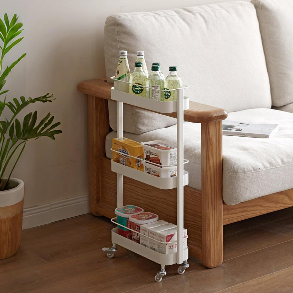 Narrow 3 Tier Rolling Cart, Slim Storage Cart for Bathroom Kitchen | 3 spacio...