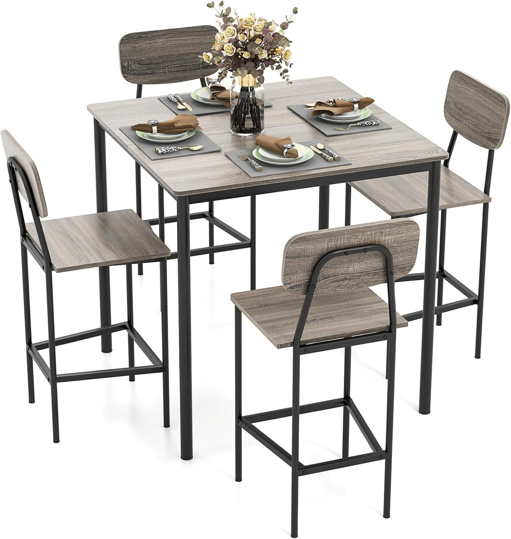 Tangkula Counter Height Dining Table Set, Bar Table and Chairs, Pub Table and...