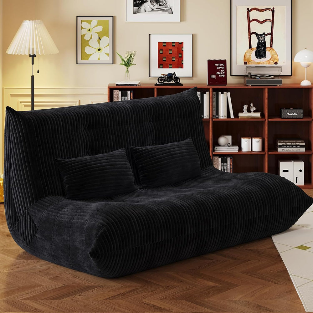 Bean Bag Chair with Pillow, Giant Flannal Memory Foam beanbags Lazy Sofa for ...