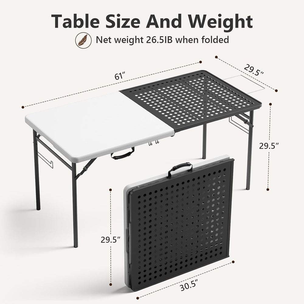 Folding Table 6ft - Heavy Duty Plastic Table with Handle, Foldable & Port...
