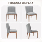 Dining Chair Set of 4, Fabric Upholstered Kitchen Side Chairs with Wooden Legs for Kitchen & Restaurant Use, LightGrey