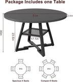 51'' Round Dining Table,Kitchen Dining Room Circle Dinner Pedestal Table,Space Saving Wood Kitchen & Dining Room Furniture (Black, 51In)