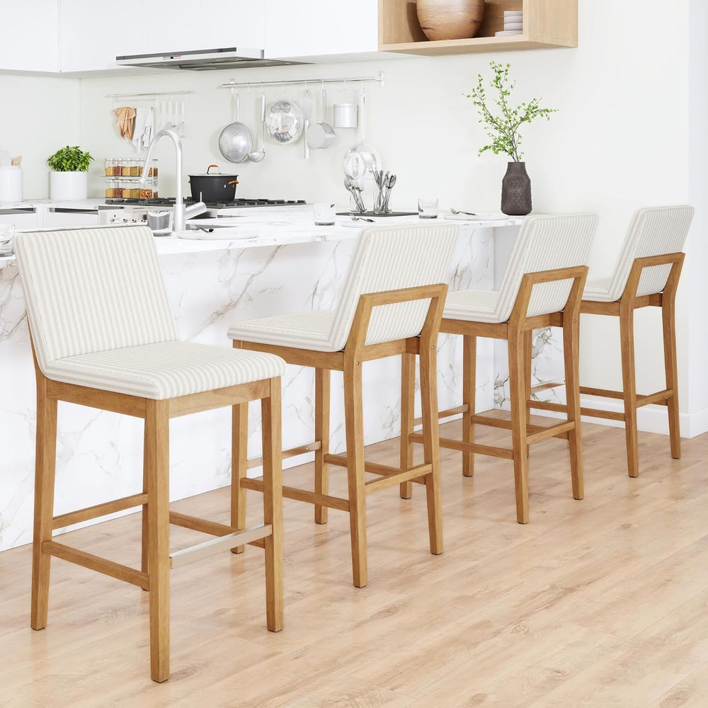 chairus 26" Modern Counter Height Bar Stools Set of 2, Farmhouse Linen U...