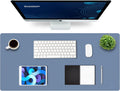 K KNODEL Large Office Leather Desk Mat, Mouse and Keyboard Pad, Computer and Laptop Mat, Desktop Protector and Cover, Writing Pad and Blotter (35.4"x17", Lake Blue)