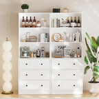TUSY 71" Large TV Stand Set - TV Entertainment Center for TVs up to 65", Media Center with Tempered Glass Doors and Drawer, TV Hutch with Bookshelves for Living Room (White, BEEB)