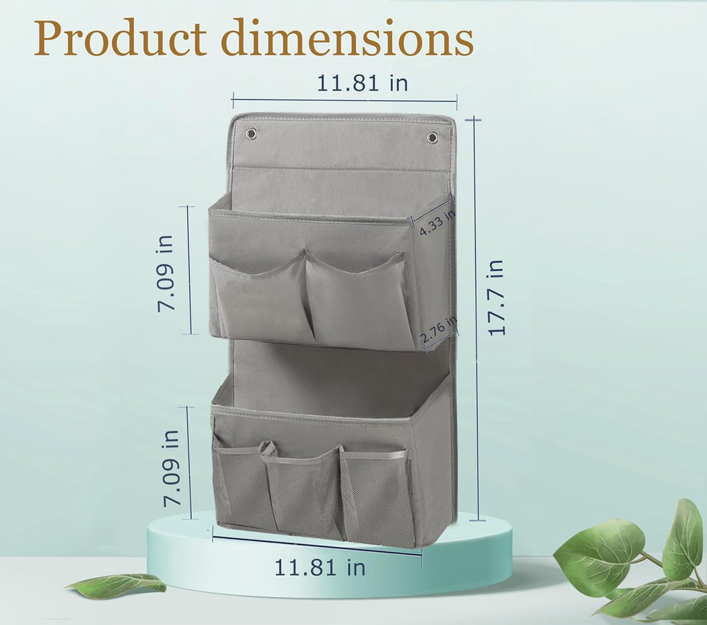 Wall Hanging Organizer – Over The Door Storage & Behind Door Organizer for Dormitory, Bathroom, Bedroom, Kitchen, Nursery, Space-Saving (Grey, 1 Pack)