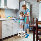 ACSTEP 9 Inch Wide and 9 Inch Folding Step Stool 2-Piece Set, 300 LB Capacity Plastic Foldable Stools with Handle, Non-Slip Step Stool, Home Use (White & White)