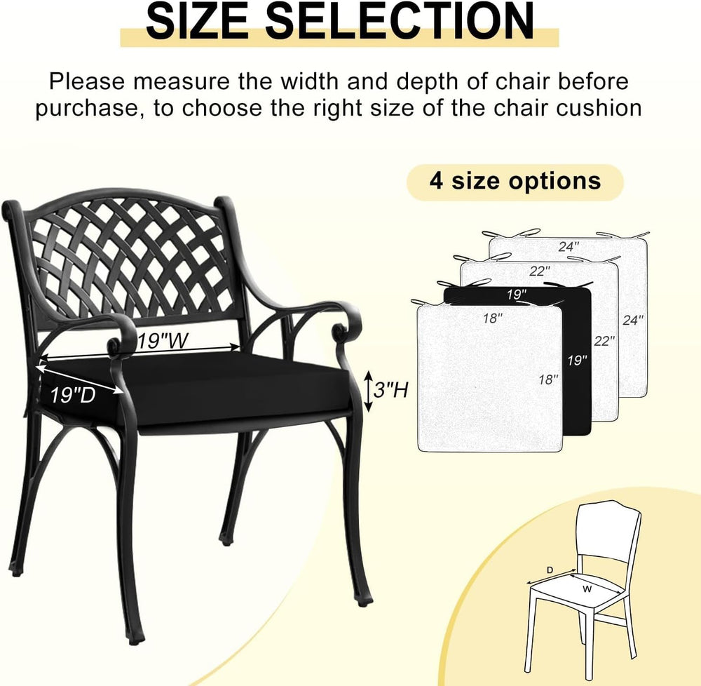downluxe Waterproof Outdoor Chair Cushions Set of 2, 19" x 19" x 3&...