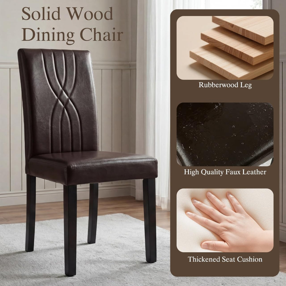 LSSBOUGHT Modern Dining Chair Set of 6,Urban Style Leather Kicthen Chairs wit...