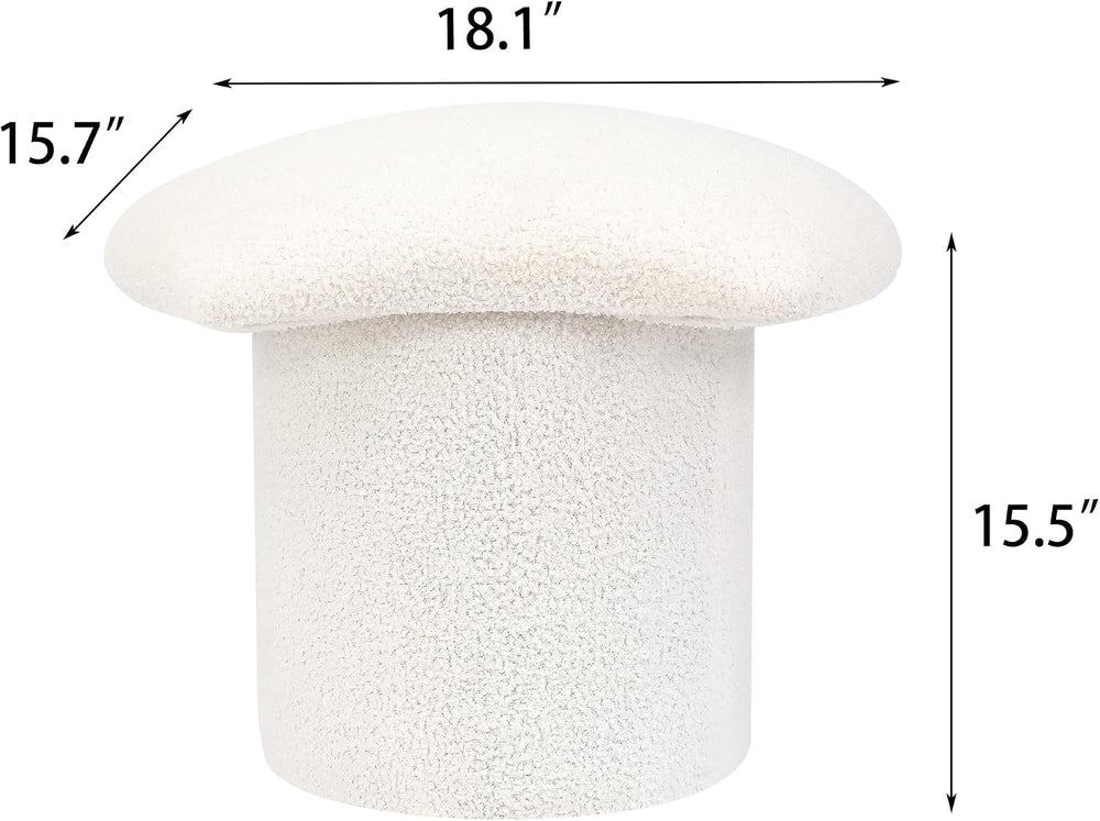 Homebeez Teddy Velvet Modern Round Ottoman, Small Footstool with Padded Seat,...