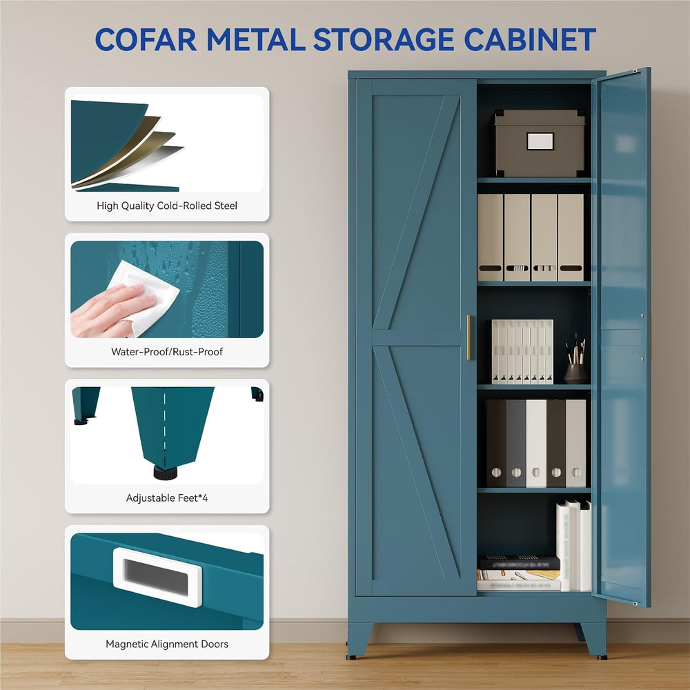 COFaR Metal Pantry Cabinet with Doors, Farmhouse 71'' Tall Storage Ca...