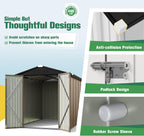 Flamaker 6x8 FT Storage Shed Waterproof Metal Garden Shed with Lockable Door Utility Tool Shed Outdoor Storage for Backyard, Patio and Lawn, Brown
