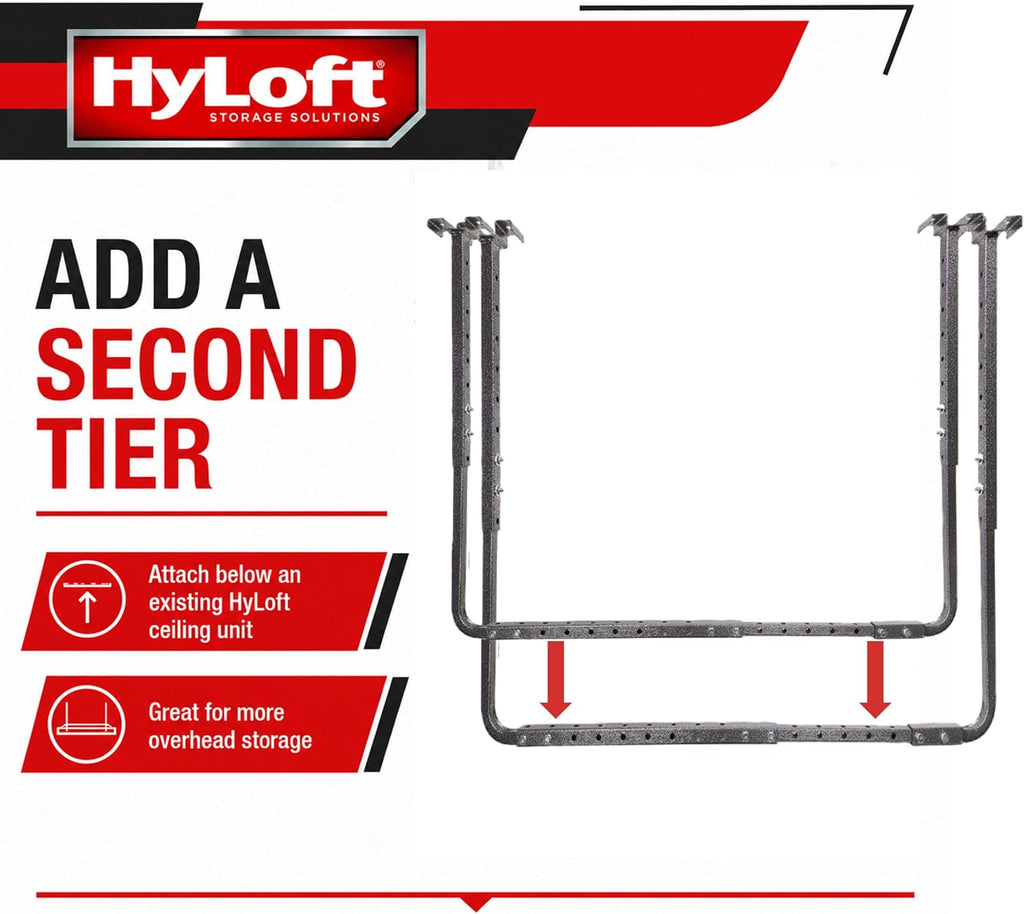 HyLoft Adjustable Garage Ceiling Mount Storage Rack Kit, Ceiling Shelving Mounts, 34 in. x 26 in., 80844-10, Hammertone