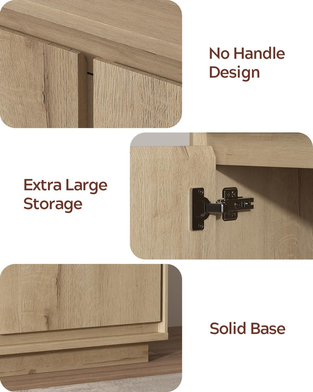 3pcs Sideboard Cabinet Buffet Cabinet with Storage with Adjustable Shelves an...
