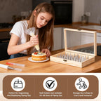 Piping Tip Organizer, Equipped with 200 Pcs of Cake Flower Nails, Holds 60 Piping Tips, Cake Decorating Tools, Baking Tools, Cake Decorating Tips Storage Box Made with Wood, Piping Tip Sold Separately