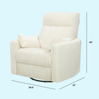 Davinci Atlas Upholstered Recliner and Swivel Glider in Cream Cozy Corduroy | Nursery Glider Chair with High Back, Padded Armrests, and Bolster Pillows | Smooth Recline for Nursing and Feeding
