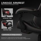 Gaming Chair, Heavy Duty Ergonomic Computer Gaming Chairs, High Back Video Game Chairs, 400 lbs Lumbar Support Linked Armrests Adult sillas Gamer with Retractable Footrest (Black)