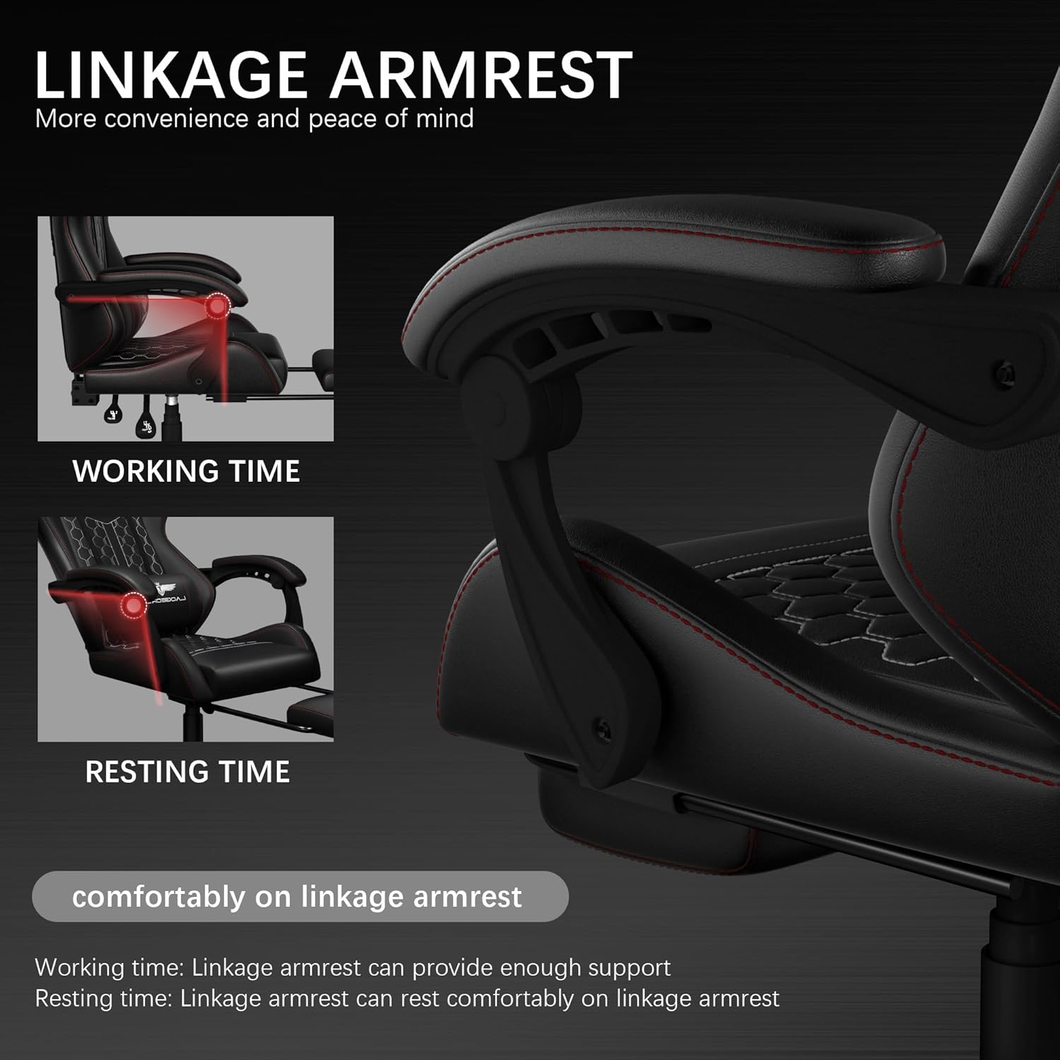Gaming Chair, Heavy Duty Ergonomic Computer Gaming Chairs, High Back Video Game Chairs, 400 lbs Lumbar Support Linked Armrests Adult sillas Gamer with Retractable Footrest (Black)