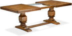 NKFO9-AWA-18-9-Piece Kitchen Set Consists of a Dinner Table and 8 Brown Linen Fabric Kitchen Chairs with Button Tufted Chair Back - Antique Walnut Finish.