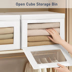 DIMJ Storage Bins with Lids - 6 Pack Large Fabric Closet Organizer with Window & Handles, Collapsible Decorative Storage Boxes for Shelves Under Bed, Books Clothes Blankets Sweaters Organization