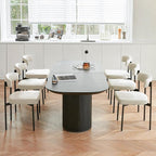 Beige Faux Leather Dining Chairs Set of 4, Armless Upholstered Kitchen Chair,Modern Dining Room Chair with Curved Backrest