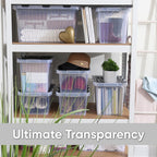 Superio Storage Bins with Lids- Clear Boxes for Organizing, Stackable Plastic Containers- BPA Free, Non-Toxic, Odor Free, Organizer for Home, Office, Dorm, 53 Quart (6 Pack, 20.25"x14"x14.6")