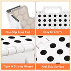 ACSTEP 9 Inch Wide and 9 Inch Folding Step Stool 2-Piece Set, 300 LB Capacity Plastic Foldable Stools with Handle, Non-Slip Step Stool, Home Use (White & White)