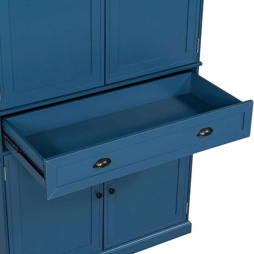 VilroCaz Freestanding 4 Doors Kitchen Pantry, Wood Kitchen Cupboard Storage C...