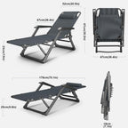 Lawn Recliner Folding Portable Chaise Lounge with Detachable Cushion, Reclining Patio Lounger Chair Gravity(Grey)