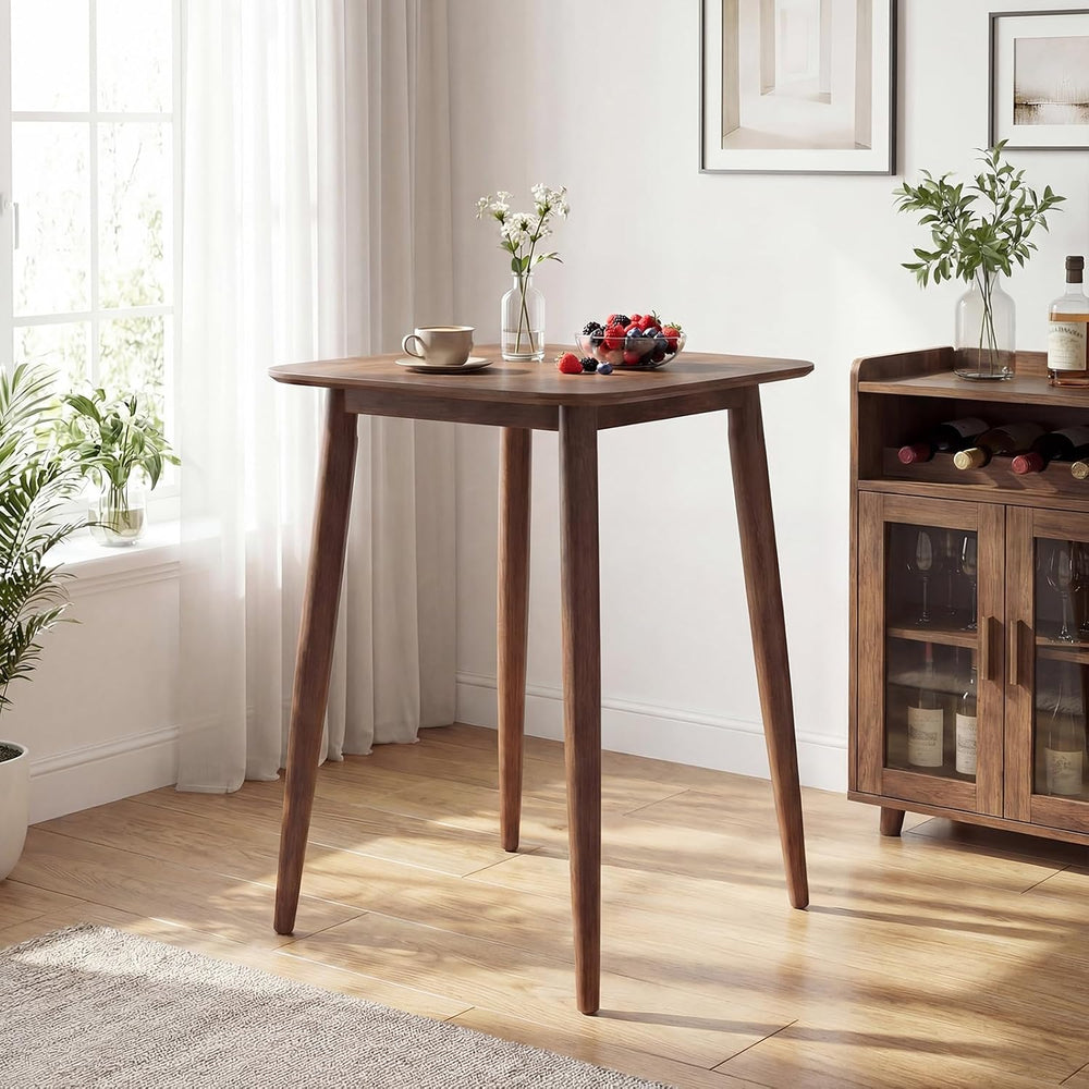 COSTWAY 36 Inch Counter Height Dining Table, Solid Rubber Wood Farmhouse Kitc...