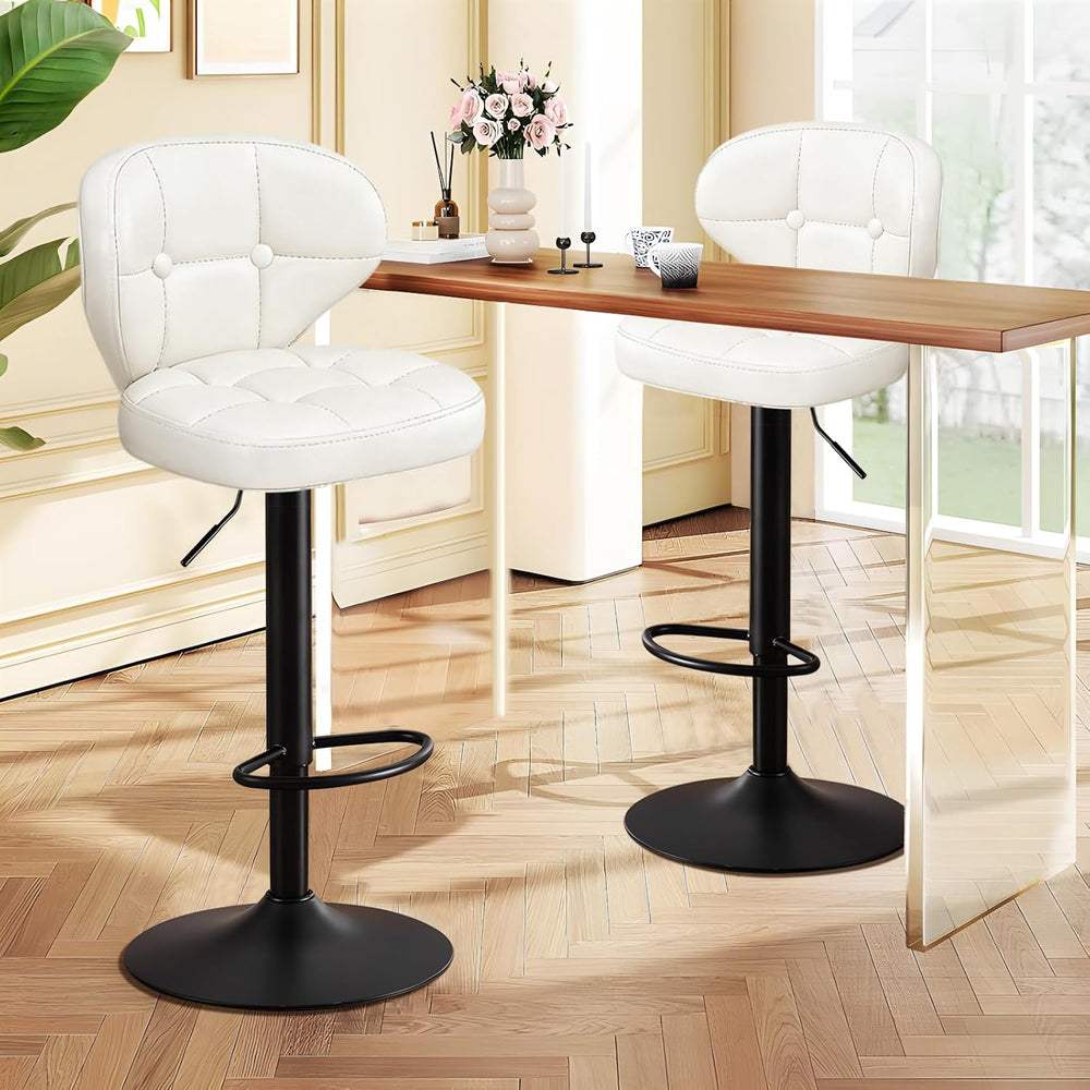 Bar Stools Set of 6, Adjustable Swivel Bar Chairs with 360° Rotation, Padded ...