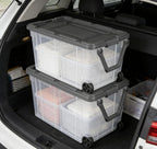 160 Quart Wheeled Stacker, Extra Large Durable Clear Bin, Latch Lid and Pull Handle, Gray, 2 Count